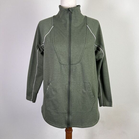 Title Nine Fleece Zip Up Jacket Women's Small Green Soft Olive Athletic Running - Picture 1 of 15